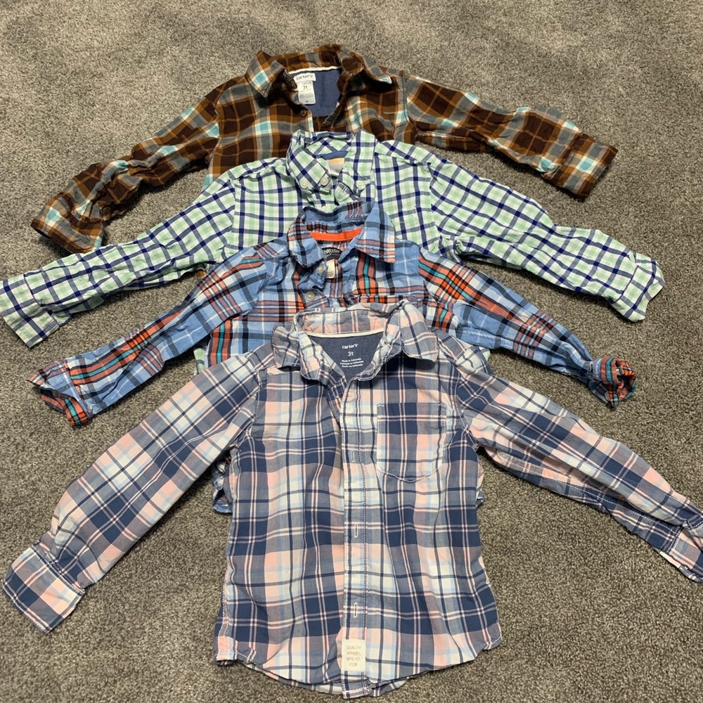 Bundle of (4) plaid button downs